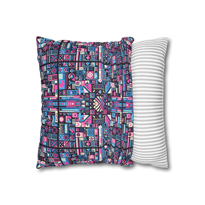Digital Rebellion Youthful Streetwear with a Rebellious Digital Twist Faux Suede Square Pillowcase - 8404 Design-65