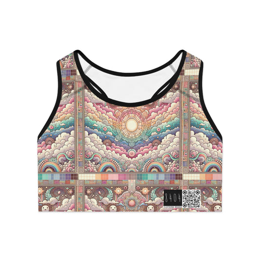 Digital Dreamland Whimsical and Nostalgic Streetwear With a Digital Twist Sports Bra - 8404 Design-56