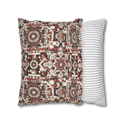 Neo Jomon Sculptural Aesthetics Artisanal Streetwear Faux Suede Square Pillowcase - 8404 Design-55