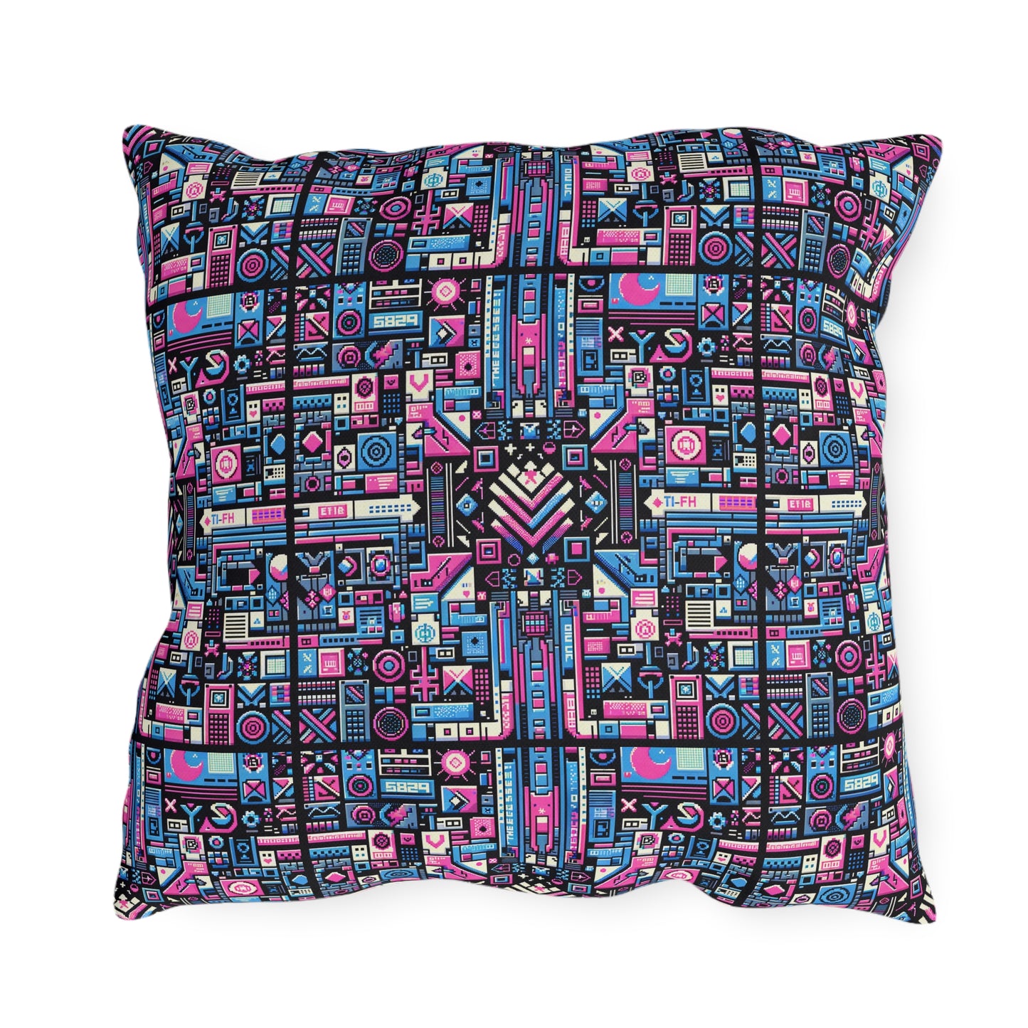 Digital Rebellion Youthful Streetwear with a Rebellious Digital Twist Outdoor Pillow - 8404 Design-65