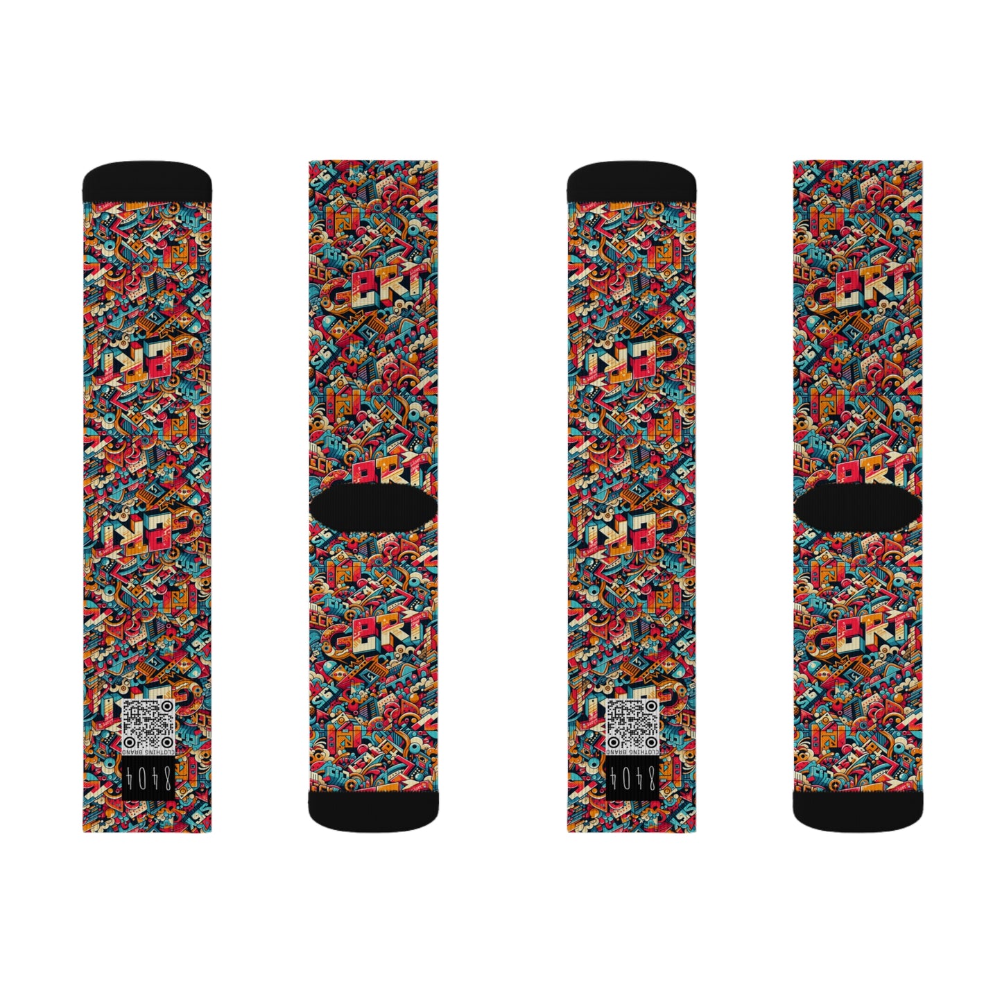 Neo-Traditional Street Art Modern Street Art Fusion Sublimation Socks - 8404 Design-58