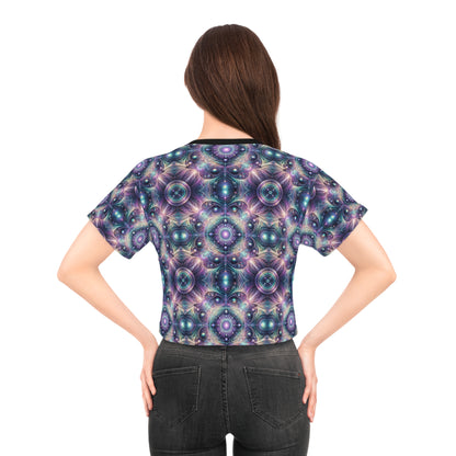 Iridescent Tech Fusion Tech-Forward Streetwear Crop Tee - 8404 Design-61