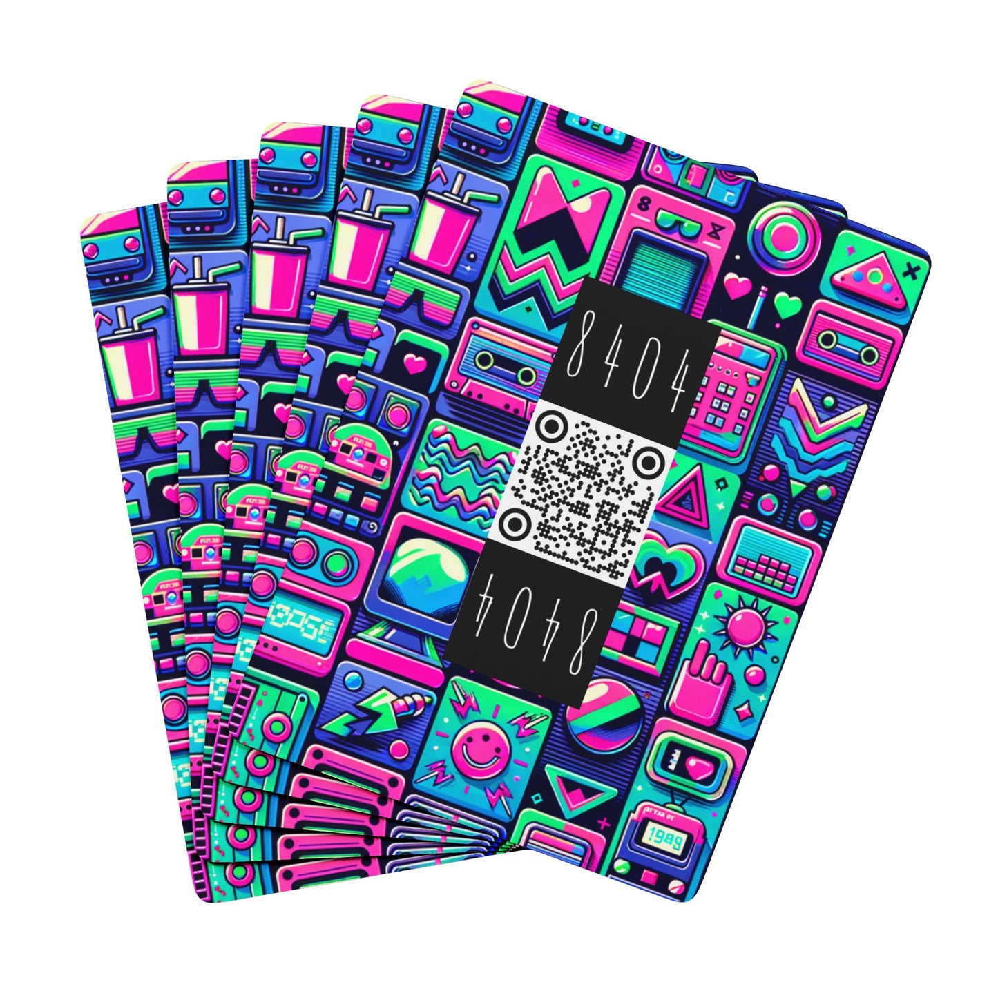 Neon Retro Revival Retro Futurism Poker Playing Cards - 8404 Design-60 B
