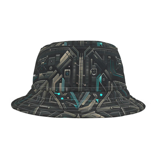 Tech Noir Futuristic Tech Aesthetic with a Dark Twist Bucket Hat - 8404 Design-59