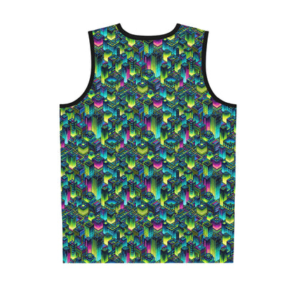 Tech-Infused Neon Tech-Forward Streetwear Basketball Jersey - 8404 Design-65