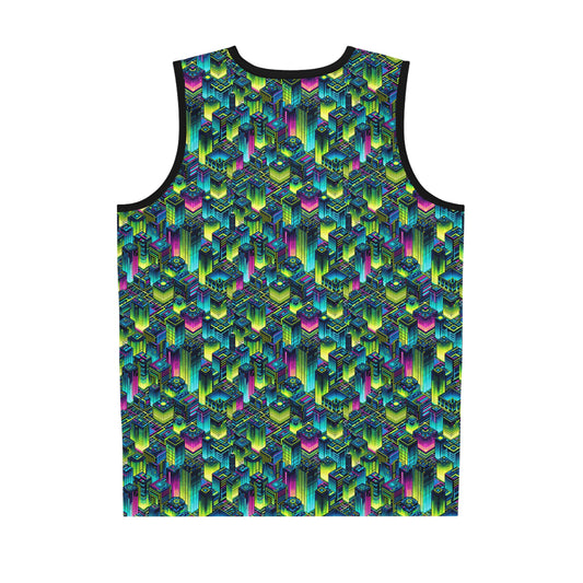Tech-Infused Neon Tech-Forward Streetwear Basketball Jersey - 8404 Design-65