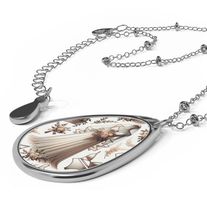 Chic Bridal Minimalism Modern Romantic Oval Necklace - 8404 Design-69