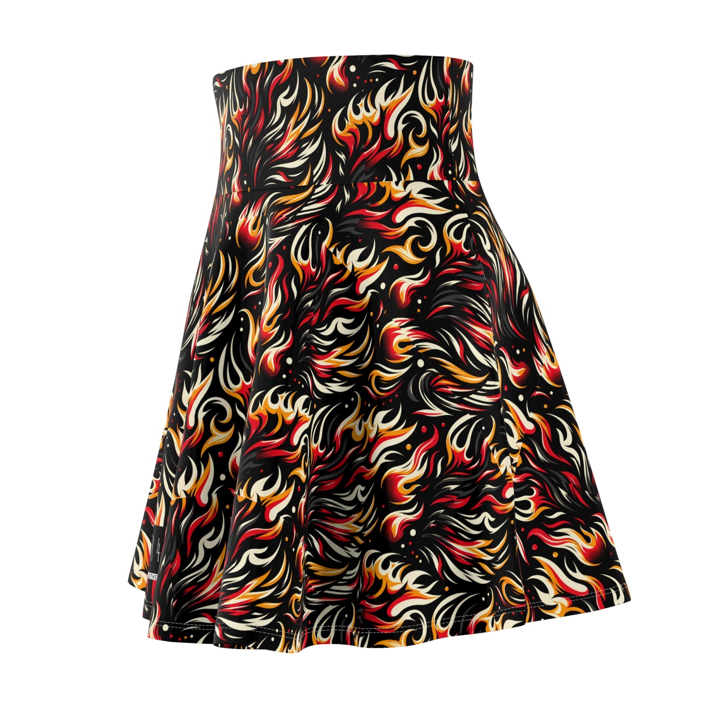 Fire & Flames Bold Streetwear Statement Women's Skater Skirt - 8404 Design-60
