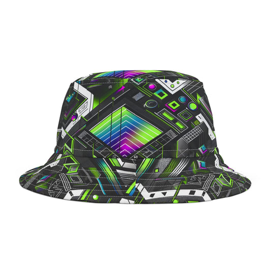 Retro Futurism Graphics Tech-Forward Streetwear Bucket Hat - 8404 Design-52