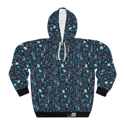 Digital Rebellion Tech-Inspired Streetwear Pullover Hoodie - 8404 Design-58