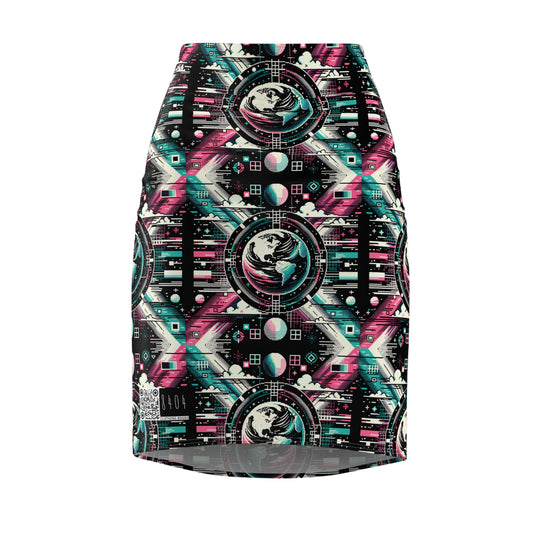 Digital Artistry Digital-native Streetwear Women's Pencil Skirt - 8404 Design-62