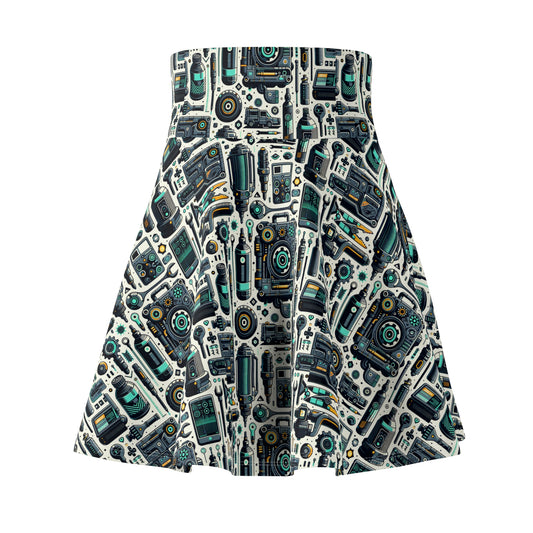 Tech Utility Fusion Modern Tech Streetwear Women's Skater Skirt - 8404 Design-53