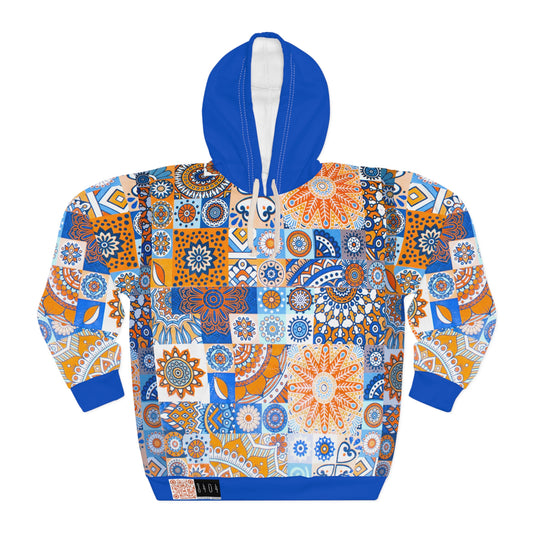 8404 Unisex Adult's "mosaic Collage" Fashion Pullover Hoodie in Blue