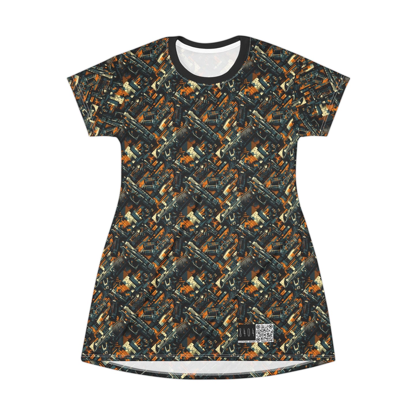 Digital Punk Futuristic Grunge T-Shirt Dress - 8404 Design-47