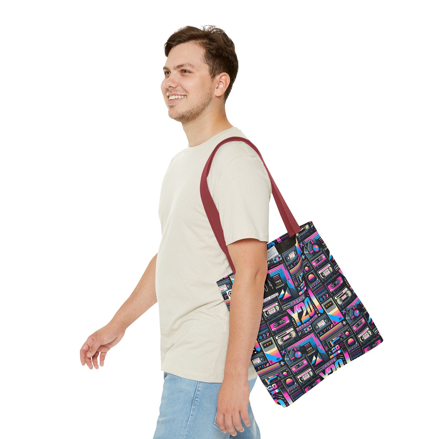 Digital Nostalgia Tech-Inspired Retro Fusion Tote Bag - 8404 Design-65