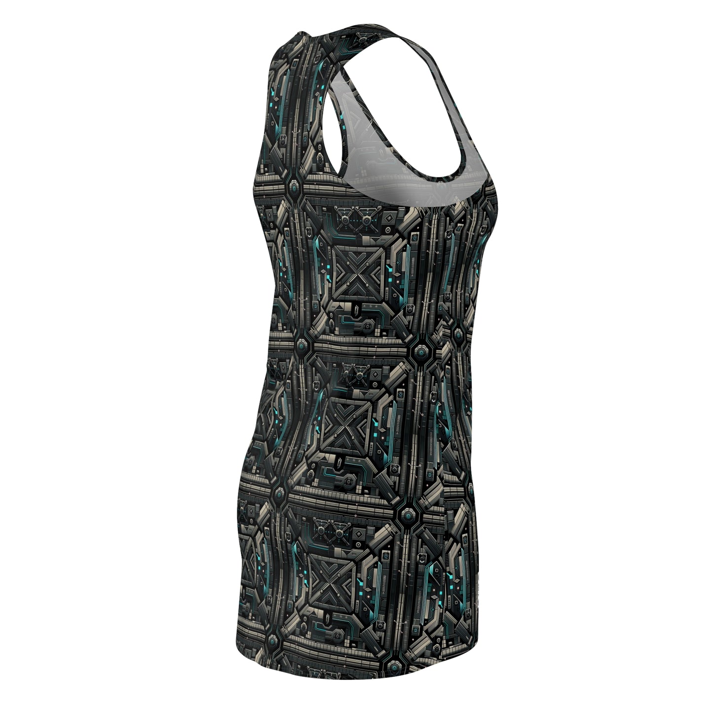 Tech Noir Futuristic Tech Aesthetic with a Dark Twist Women's Cut & Sew Racerback Dress - 8404 Design-59