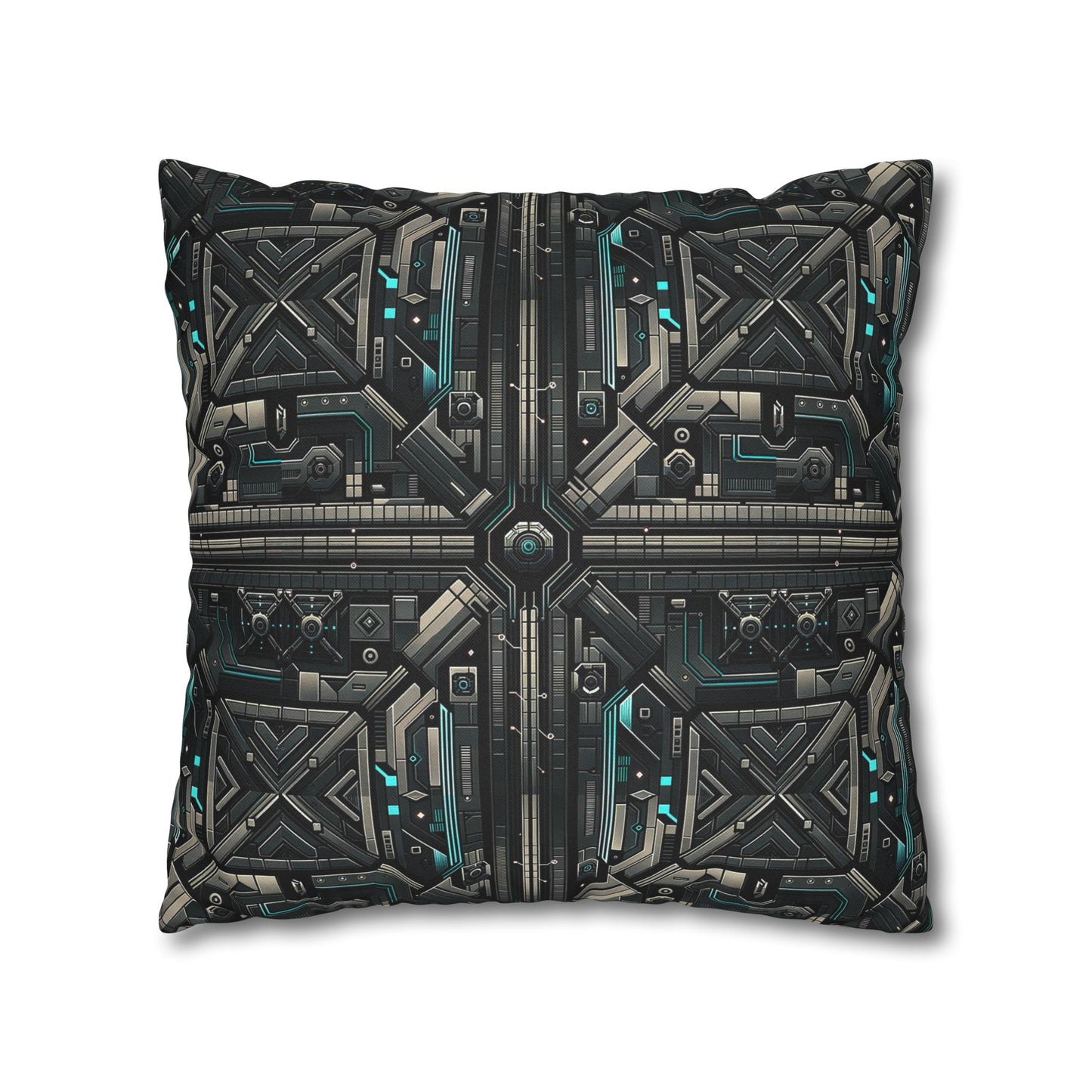 Tech Noir Futuristic Tech Aesthetic with a Dark Twist Spun Polyester Square Pillowcase - 8404 Design-59