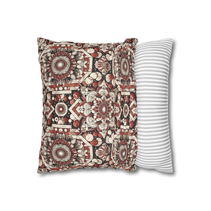 Neo Jomon Sculptural Aesthetics Artisanal Streetwear Faux Suede Square Pillowcase - 8404 Design-55
