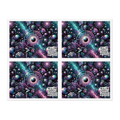 Galactic Hues Tech-Forward Cosmic Fusion Sticker Sheets - 8404 Design-56