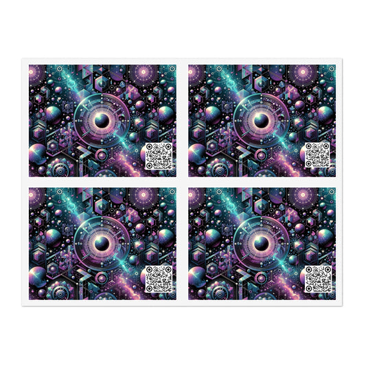 Galactic Hues Tech-Forward Cosmic Fusion Sticker Sheets - 8404 Design-56