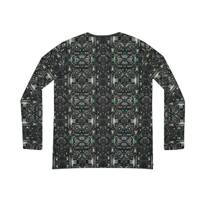 Tech Noir Tech-Forward Minimalism Women's Long Sleeve V-Neck Shirt - 8404 Design-52