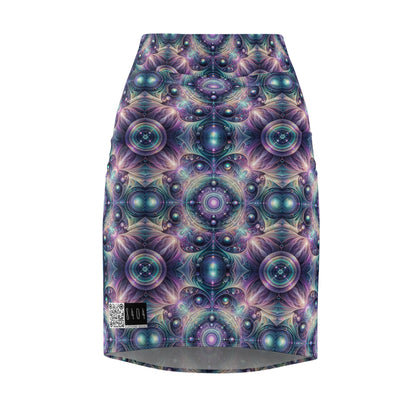 Iridescent Tech Fusion Tech-Forward Streetwear Women's Pencil Skirt - 8404 Design-61