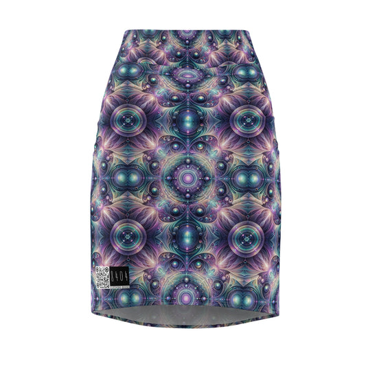 Iridescent Tech Fusion Tech-Forward Streetwear Women's Pencil Skirt - 8404 Design-61