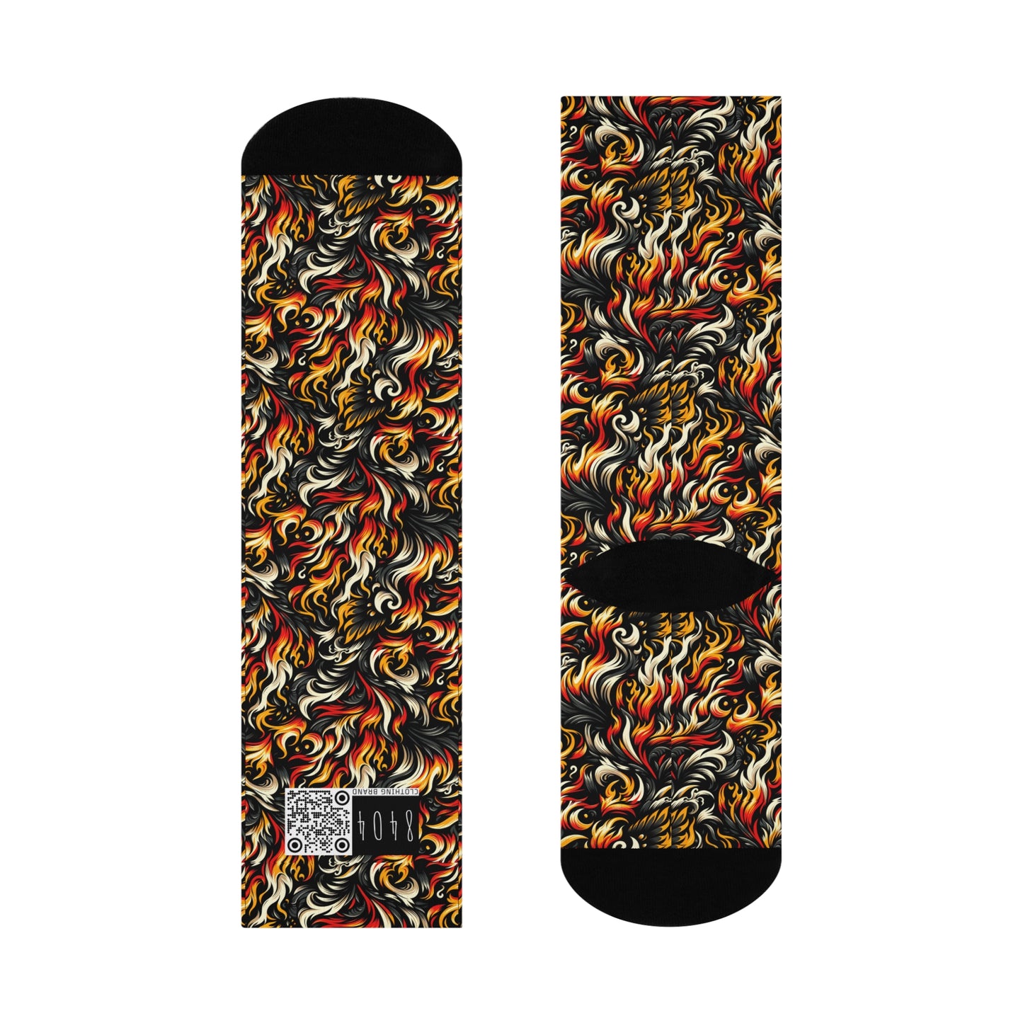 Fire & Flames Bold Streetwear Statement Cushioned Crew Socks - 8404 Design-55
