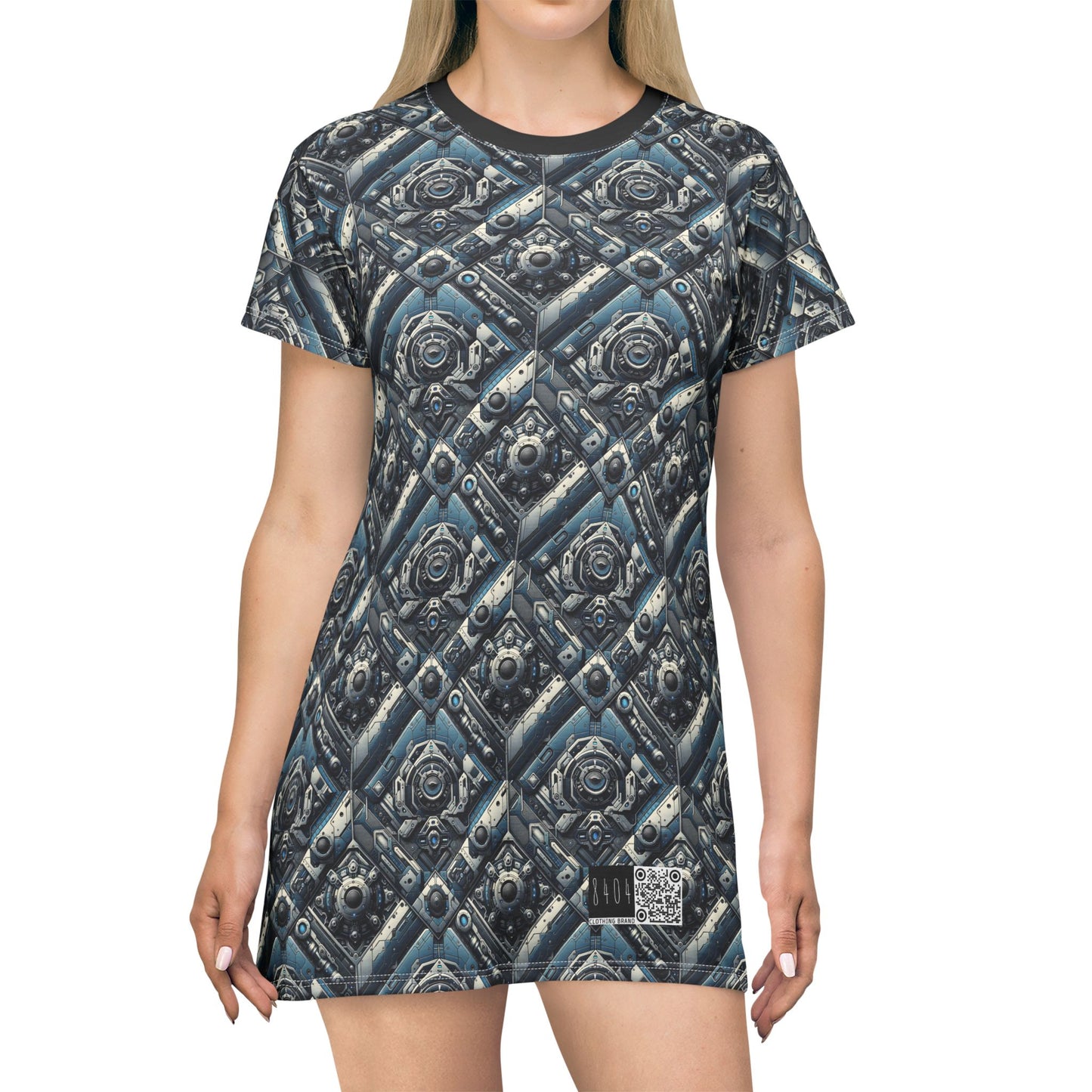 Tech Utility Fusion Tech-Forward Utility With a Futuristic Edge T-Shirt Dress - 8404 Design-43