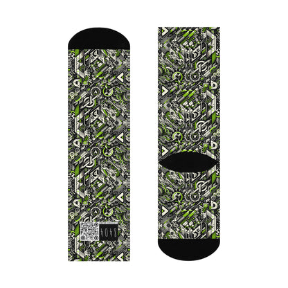 Graffiti Tech Fusion Bold Streetwear Fusion Cushioned Crew Socks - 8404 Design-59