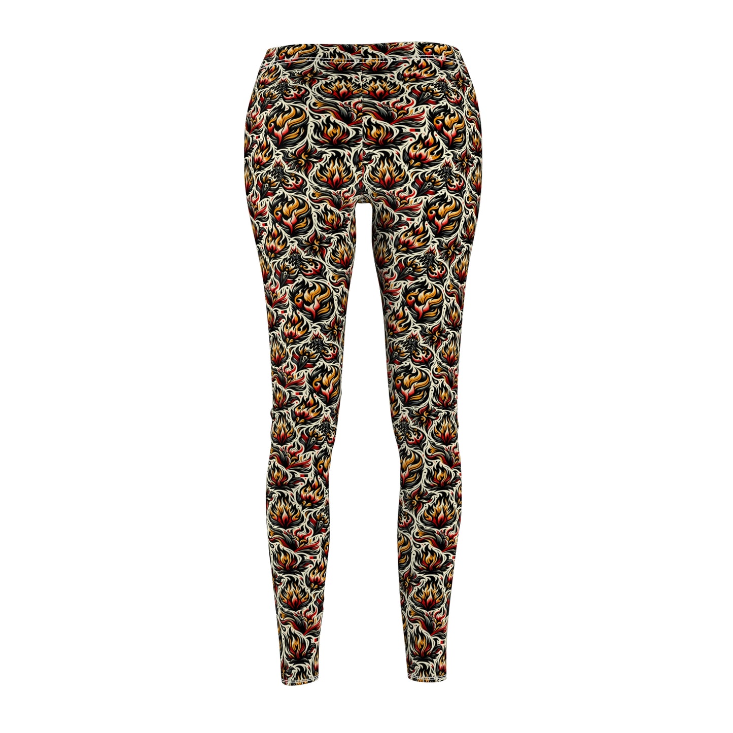 Fire & Flames Bold Streetwear Statement Women's Cut & Sew Casual Leggings - 8404 Design-57