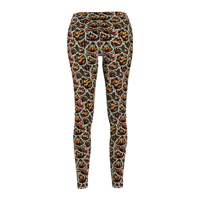 Fire & Flames Bold Streetwear Statement Women's Cut & Sew Casual Leggings - 8404 Design-57
