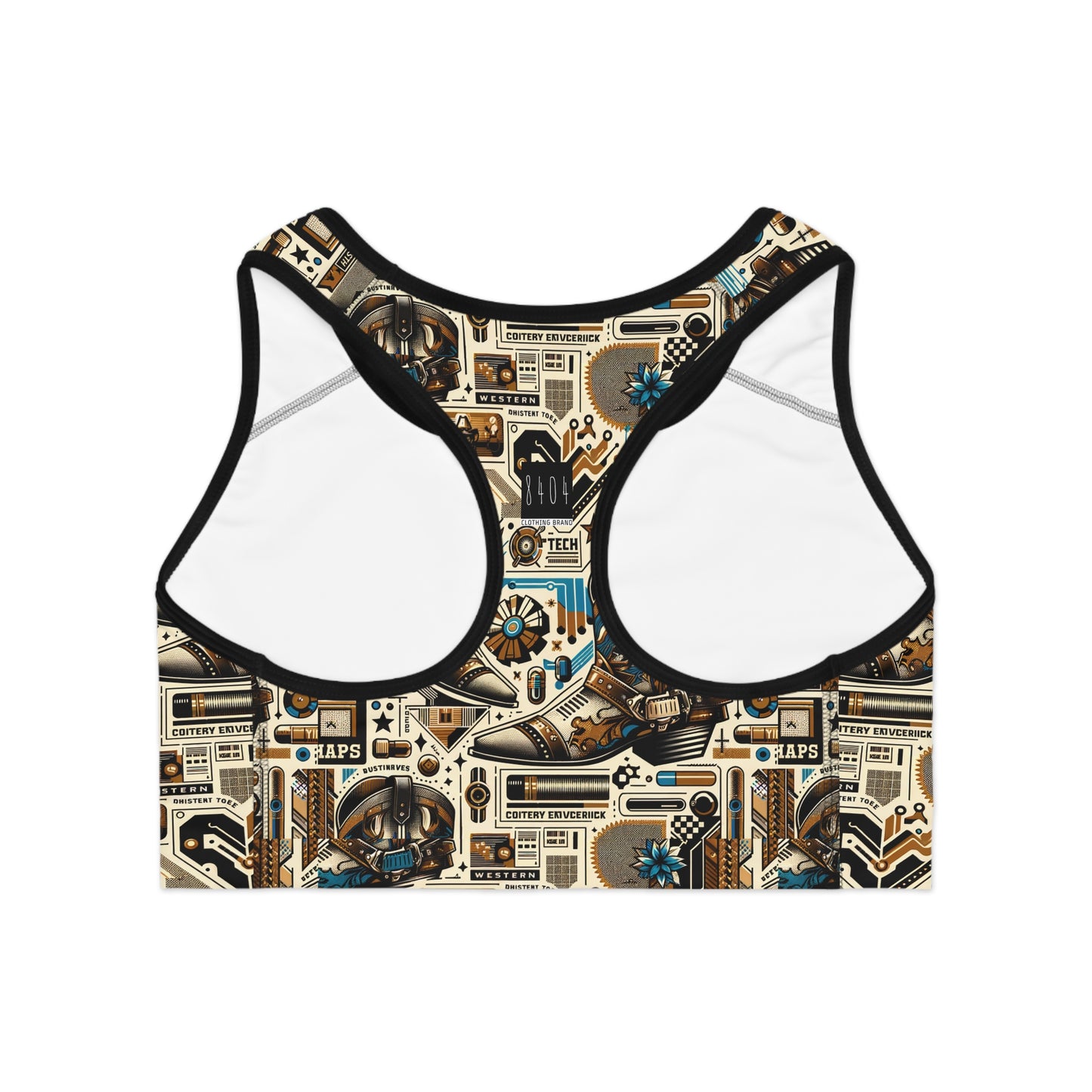 Digital Cowboy Chic Tech-Infused Western Fusion Sports Bra - 8404 Design-45