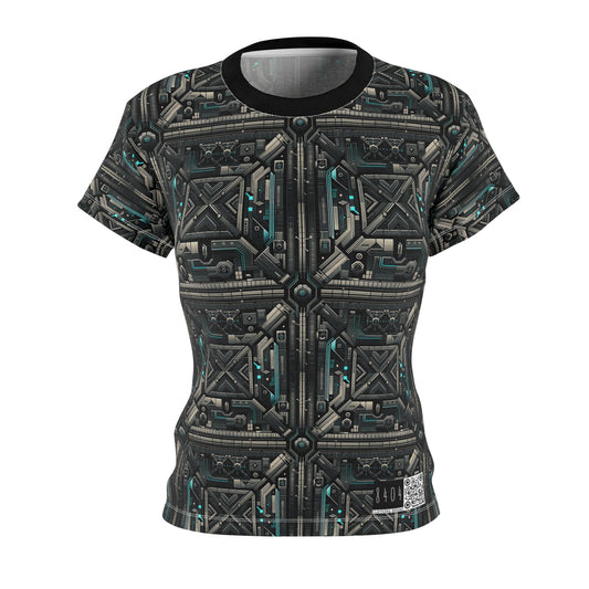 Tech Noir Futuristic Tech Aesthetic with a Dark Twist Women's Cut & Sew Tee - 8404 Design-59