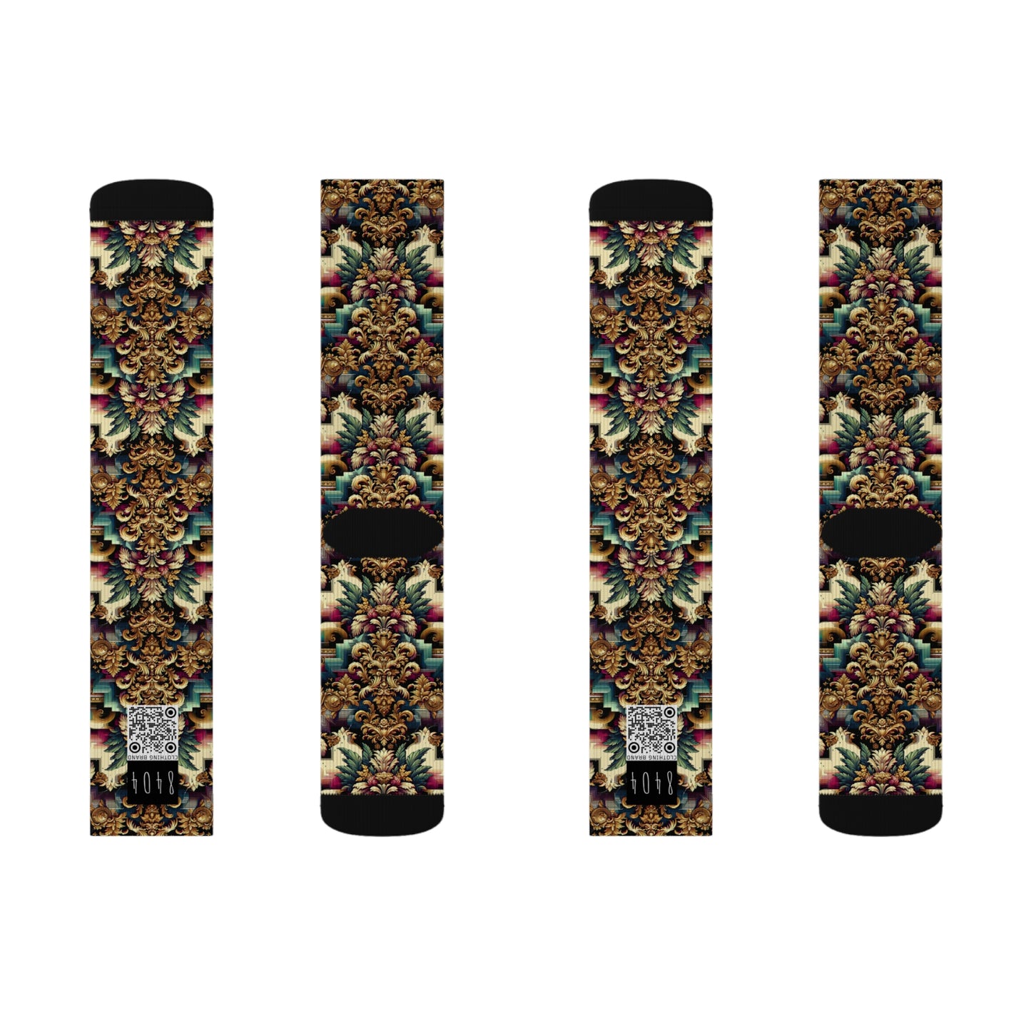 Digital Renaissance Modern Baroque Fusion Sublimation Socks - 8404 Design-60