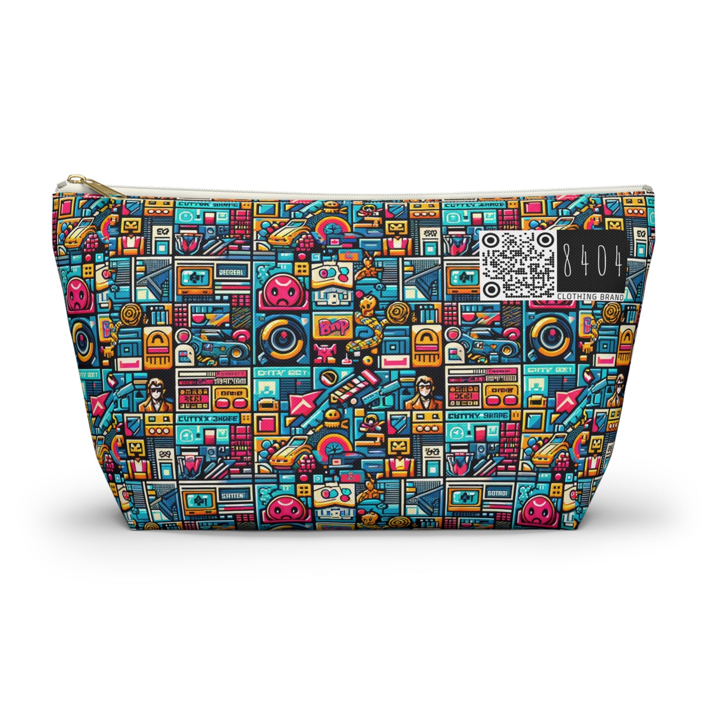 Digital Pop Culture Mashup Maximalist Pop Accessory Pouch W T-bottom - 8404 Design-47