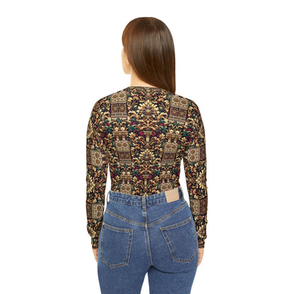 Digital Renaissance Modern Baroque Fusion Women's Long Sleeve V-Neck Shirt - 8404 Design-57