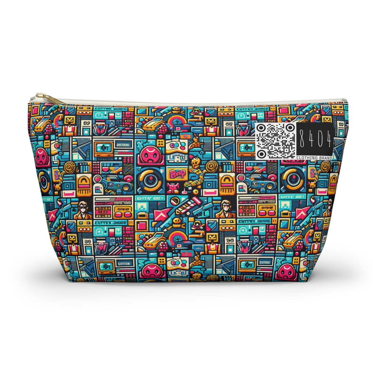 Digital Pop Culture Mashup Maximalist Pop Accessory Pouch W T-bottom - 8404 Design-47