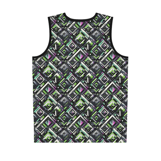 Retro Futurism Graphics Tech-Forward Streetwear Basketball Jersey - 8404 Design-48
