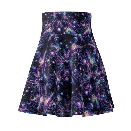 Galactic Hues Tech-Forward Cosmic Fusion Women's Skater Skirt - 8404 Design-41