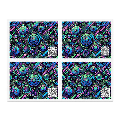 Tech-Infused Neon Tech-Forward Streetwear Sticker Sheets - 8404 Design-31