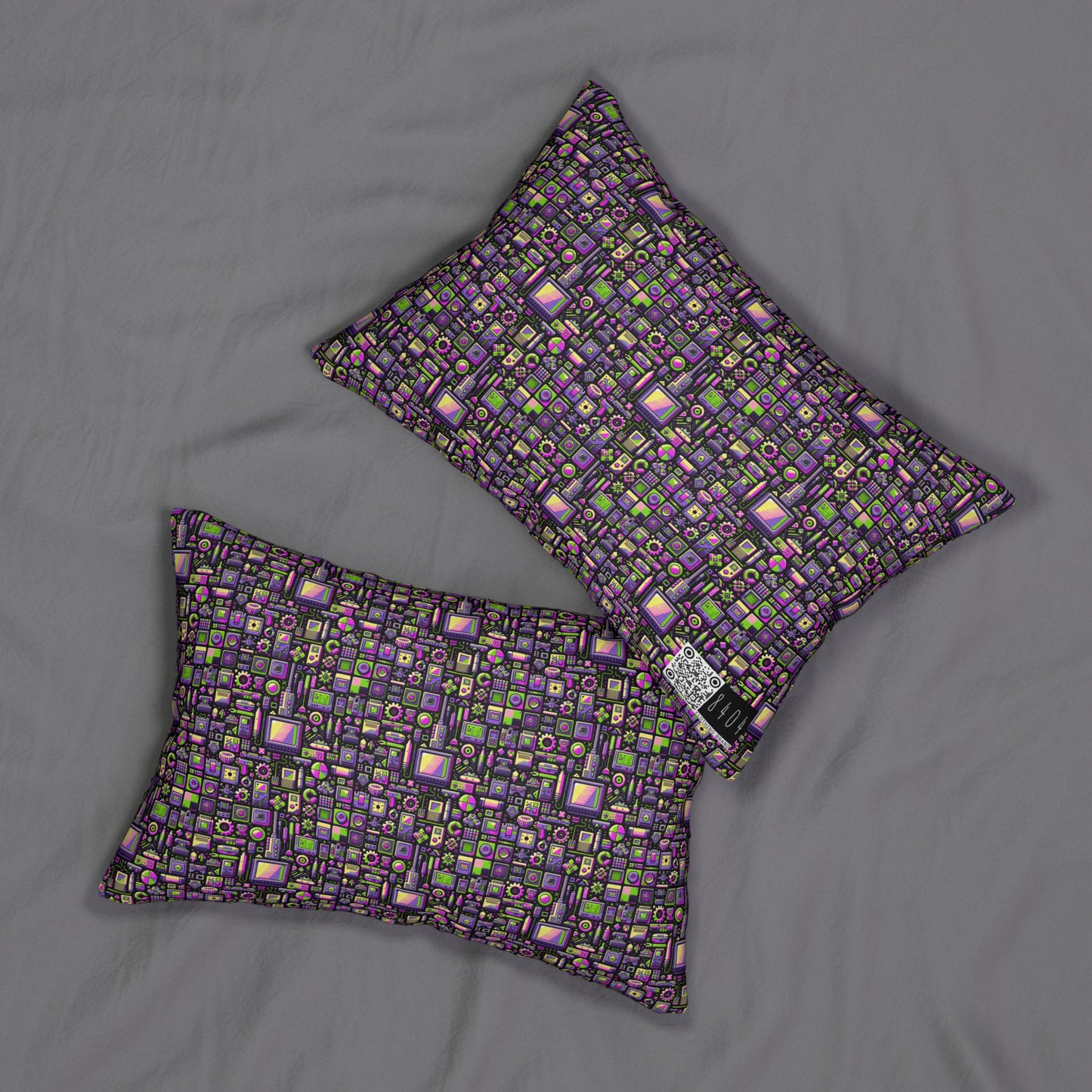 Digital Nostalgia Remix Modern Vintage Fusion Spun Polyester Lumbar Pillow - 8404 Design-67 S