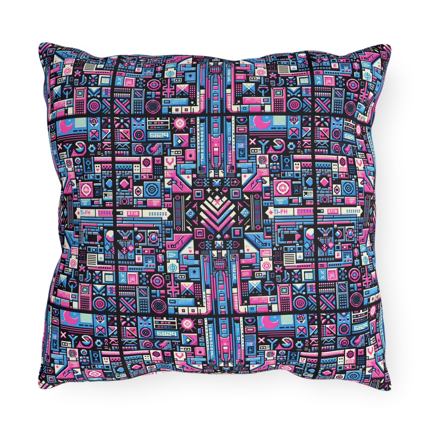 Digital Rebellion Youthful Streetwear with a Rebellious Digital Twist Outdoor Pillow - 8404 Design-65