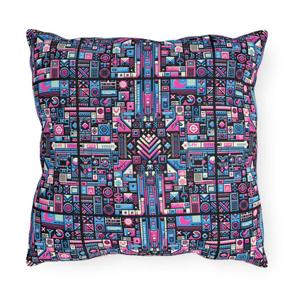 Digital Rebellion Youthful Streetwear with a Rebellious Digital Twist Outdoor Pillow - 8404 Design-65