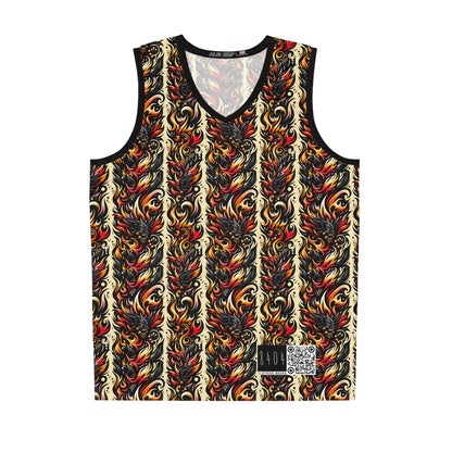 Flame Graphics Maximalist Streetwear Basketball Jersey - 8404 Design-65