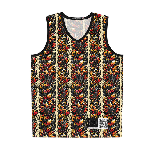 Flame Graphics Maximalist Streetwear Basketball Jersey - 8404 Design-65