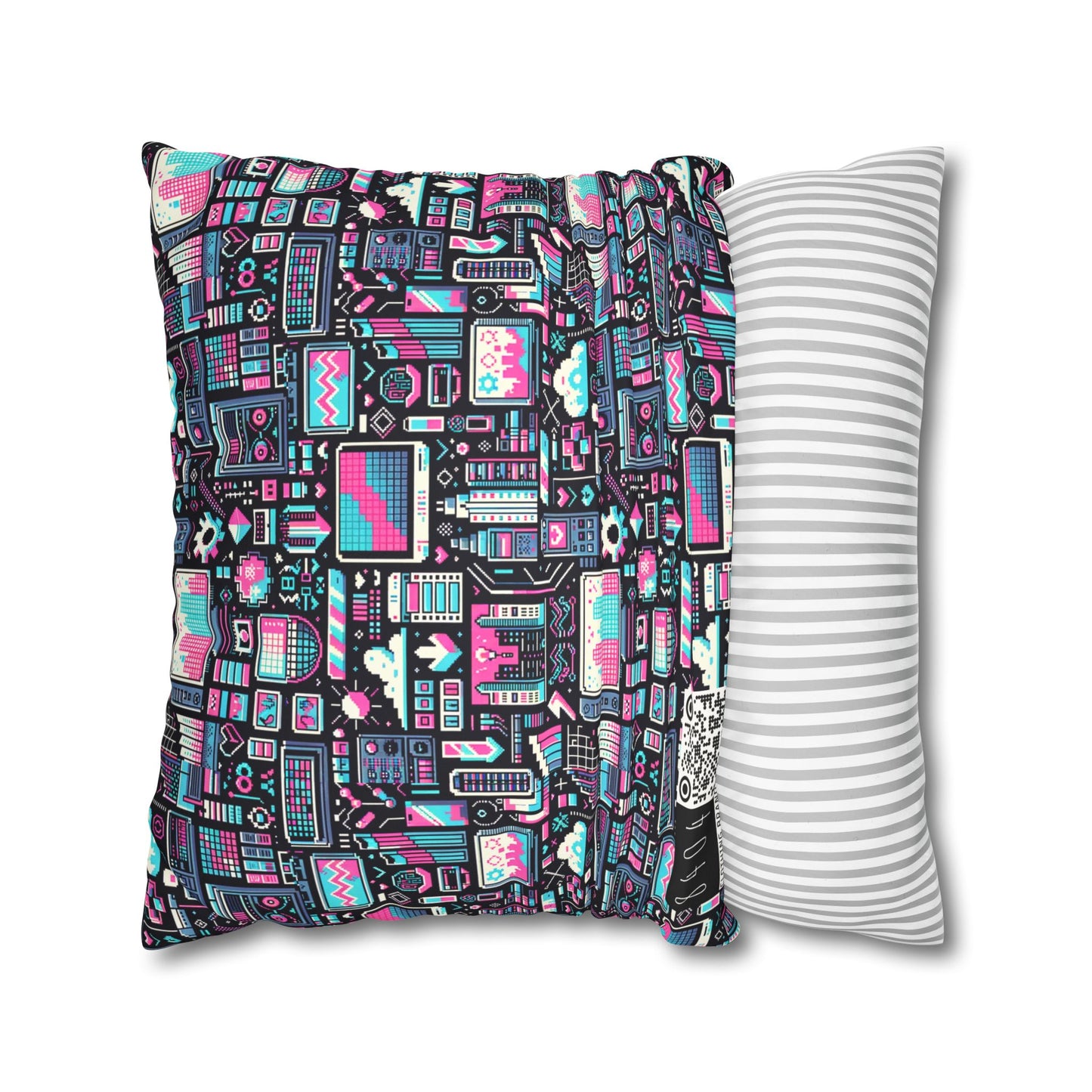 Digital Rebellion Youthful Streetwear with a Rebellious Digital Twist Faux Suede Square Pillowcase - 8404 Design-71