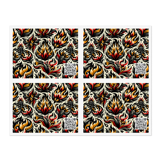 Fire & Flames Bold Streetwear Statement Sticker Sheets - 8404 Design-57