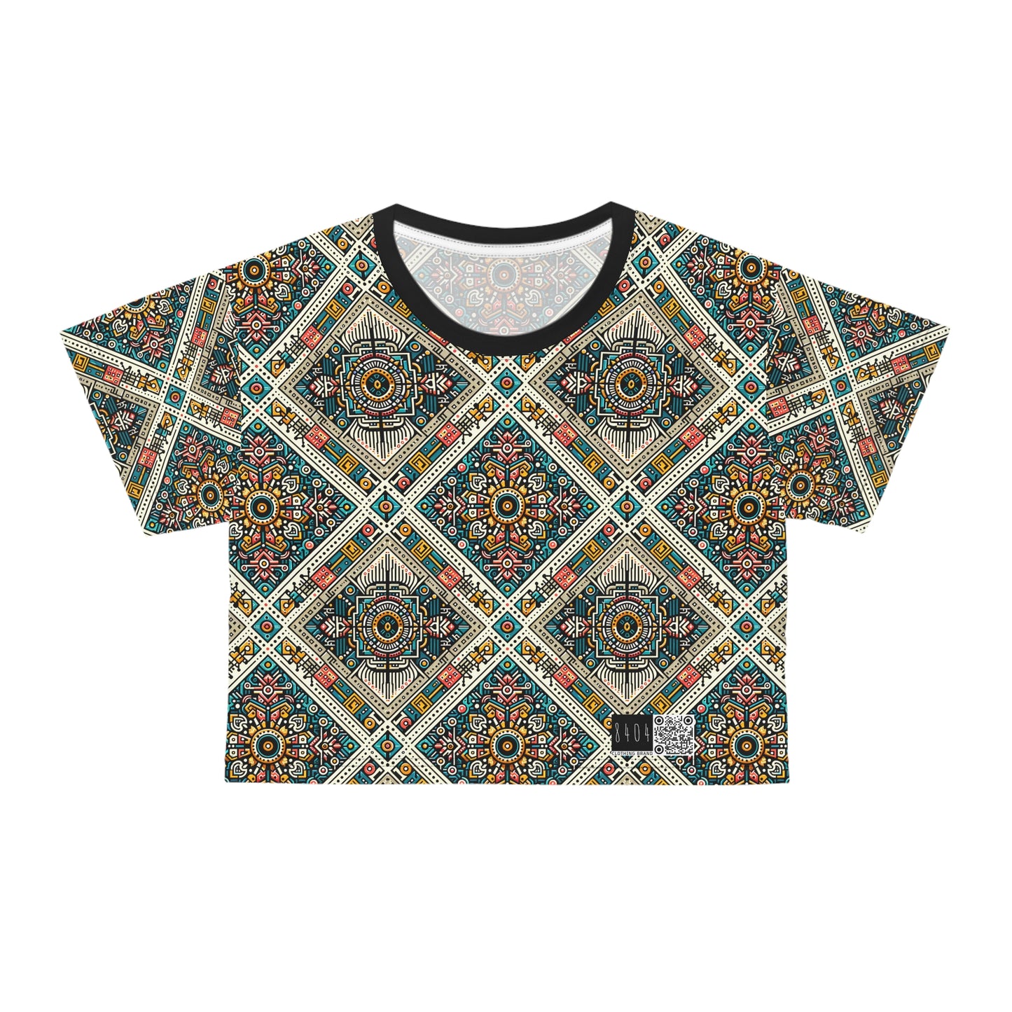 Cultural Fusion Tech Blend of Cultural Heritage With Tech-Inspired Elements Crop Tee - 8404 Design-64