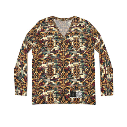 Digital Renaissance Modern Baroque Fusion Women's Long Sleeve V-Neck Shirt - 8404 Design-63